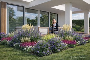 Gotowy projekt ogrodu - "Rabata długo kwitnąca". Zestaw 2 moduły (Projekt + 66 sadzonek)